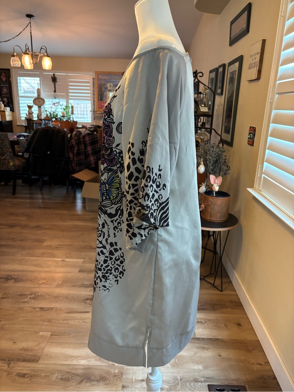 Lane Bryant Light Gray Floral & Leopard Graphic Dress - Picture 3 of 10